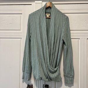 Anthropologie Maeve Blue Wrap Sweater Woodruff Top